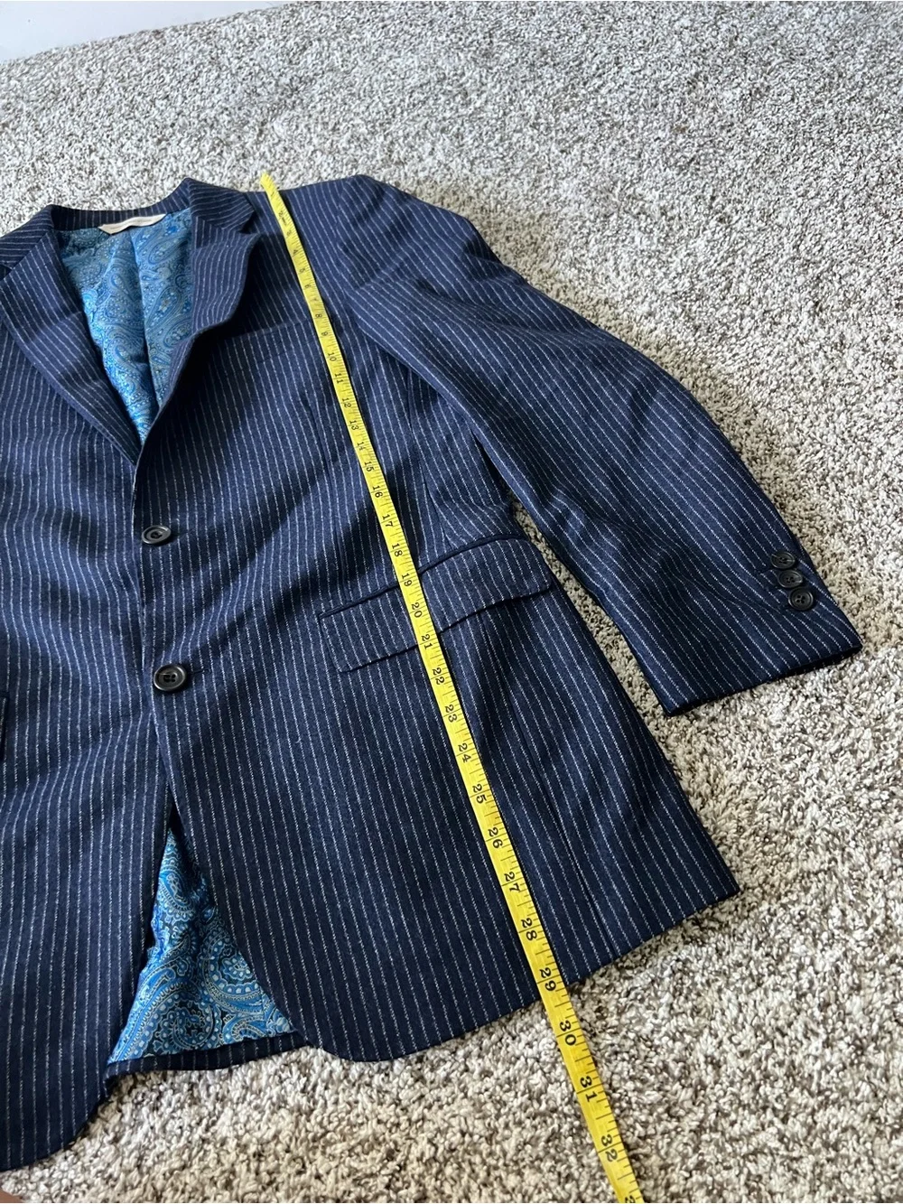 Carl Sterr Loro Piana Cashmere Wool Navy Pinstripe Sport Coat Blazer 38R